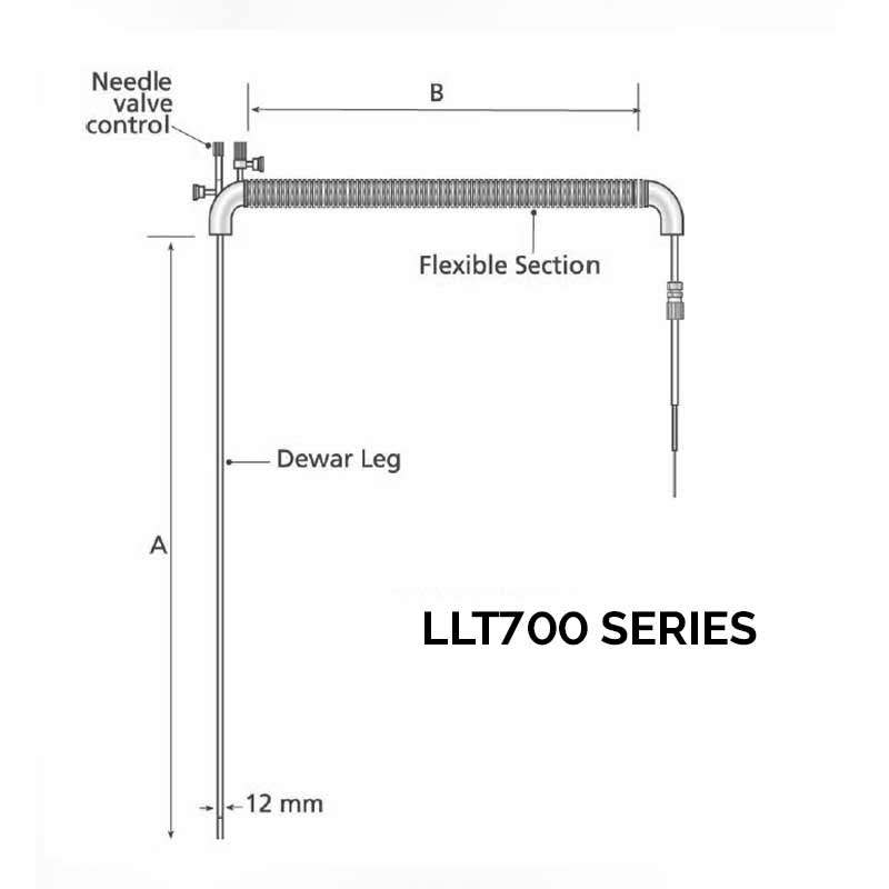 LLT700/13 - Transfer Tube: 1.3m Dewar Leg. 1.3m Flexible Section (59-DSD0133) product photo Front View L