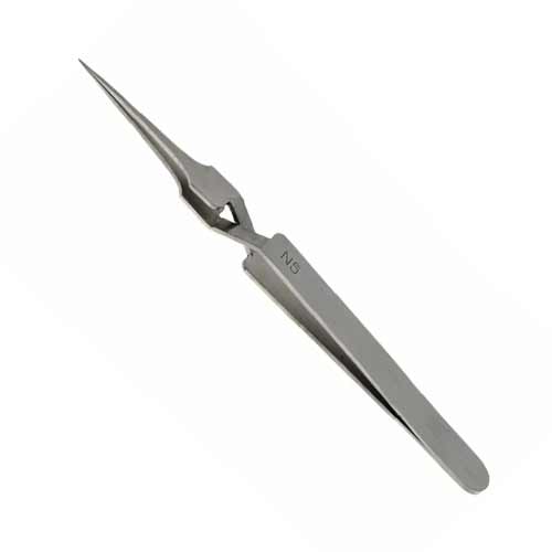 Dumont N5 Stainless Steel Tweezers - 0.05mm x 0.01mm tip product photo Front View L