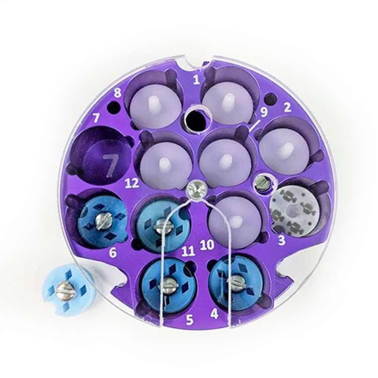 Cryo-EM Pucks, generation 2.0 (12 hole) product photo Front View L