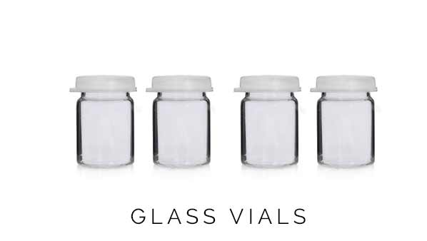 Glass vials in different sizes