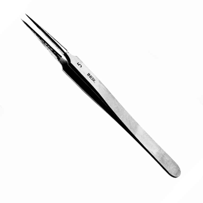 Platinum Tipped Tweezers - Straight, flat, round tips product photo Front View L