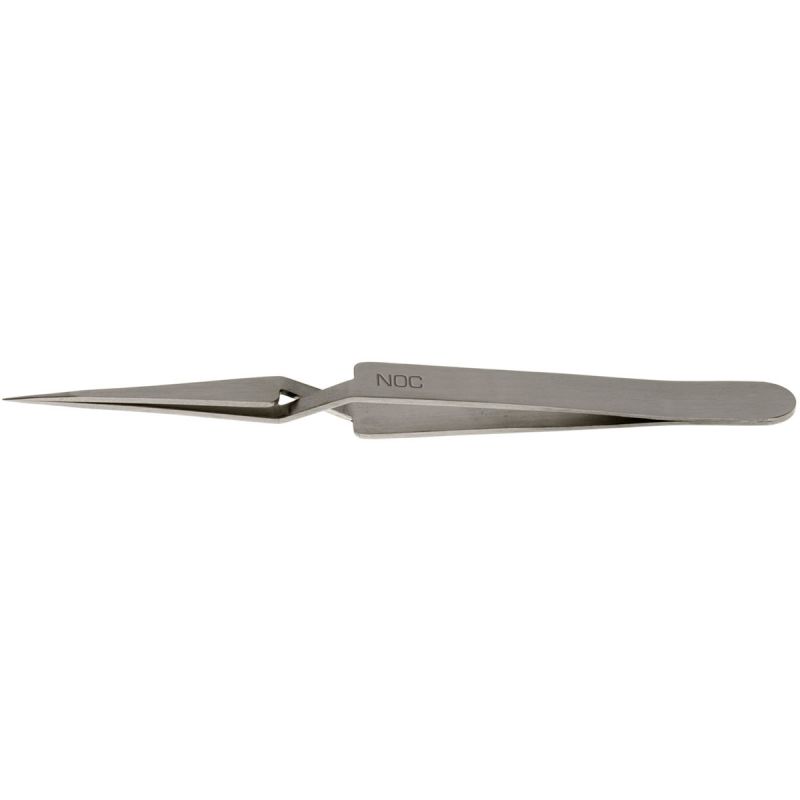 Dumont HP crossover tweezers NOC - Stainless steel (0.17 x 0.1mm tip) product photo Front View L