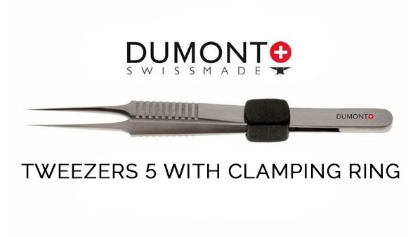 Dumont Tweezers 5 with a clamping ring