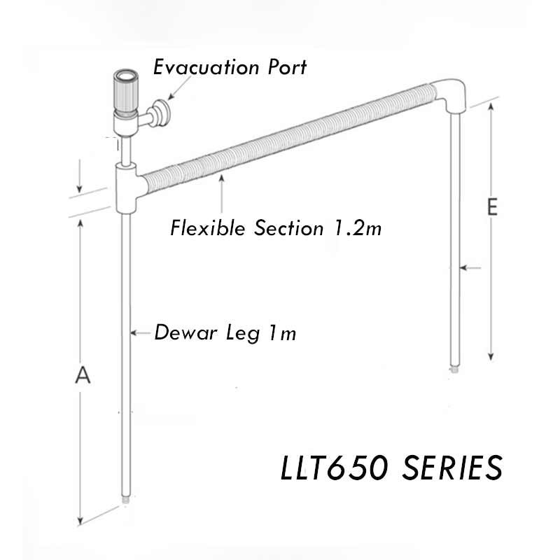 LLT650/10 - Automated Transfer Tube: 1.0m Dewar Leg, 1.2m Flexible Section product photo