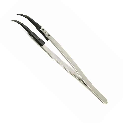 Carbon PEEK fibre replacement tip tweezers (curved, fine tips) product photo