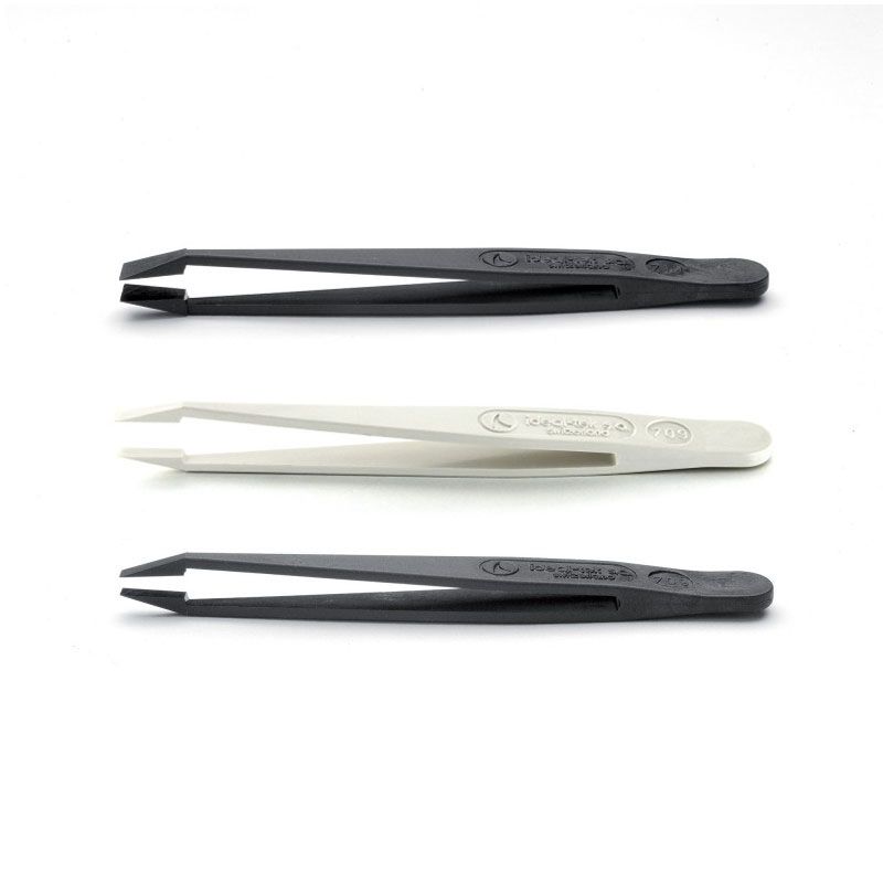 Plastic Tweezers with Carbon fiber tips product photo Front View L