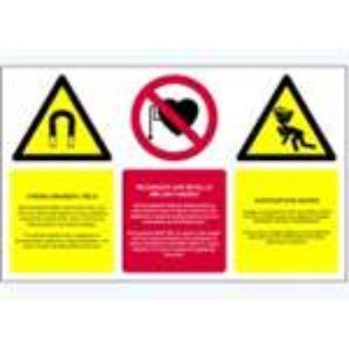 Safety Sign - Strong Magnetic Field, Pacemaker and Asphyxiation (vinyl) product photo Front View L